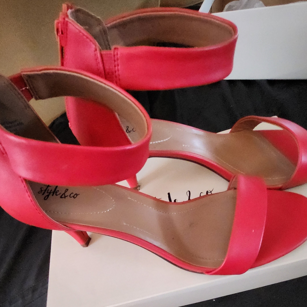 Style & Co. Women's Red Ankle Strap Heels
